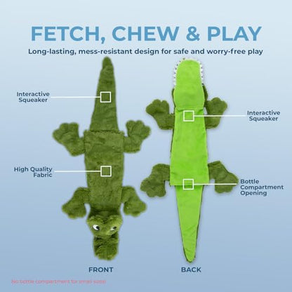 Best Pet Supplies 2-in-1 Stuffless Squeaky Dog Toy - Alligator, Medium - Image 3