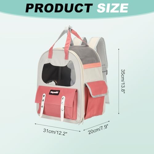 Cat Pet Backpack Carrier Pink 12"x8"x14" Travel Bag - Image 2