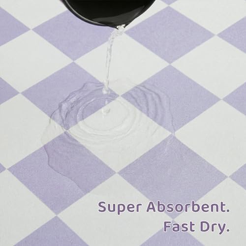 Checkered Dog Feeding Mat, Absorbent Mats for Dog Food and Water Bowl, Dispenser, Aesthetic Purple Checkerboard Pet Placemat for Dogs, Cats, Puppy Accessories (Purple, 12 x 19) - Image 4