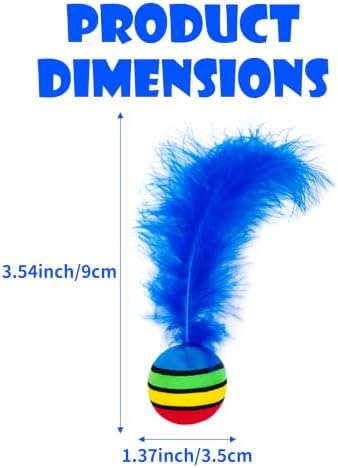 PET SHOW 20 Pack Cat Toy Balls for Indoor Cats 1.4inch with Feathers - Image 2