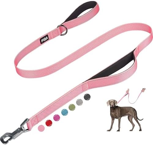 Fida Heavy Duty Dog Leash for Medium Large Dogs, 4 FT, Dual Padded Handles by Fida