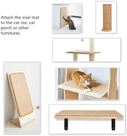 SHENGOCASE 4-Pack 8" X 12" Sisal Cat Scratching Mat Pad with Hook & Loop Tapes. Replacement Sisal Pad Mat for Cat Tree Tower, Window Perch, Wall Furniture Shelves Scratcher - Image 5