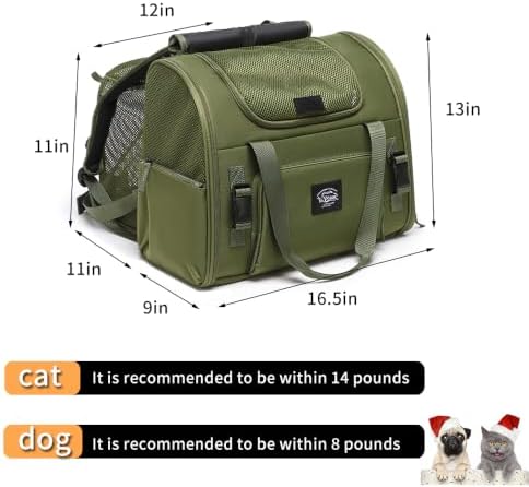 Pet Backpack Carrier for Small Dogs Medium Cats, Puppies,Breathable and Collapsible Design, Portable Travel Bag for Bearded Dragon,Rabbit Cage (Green, Small) - Image 2