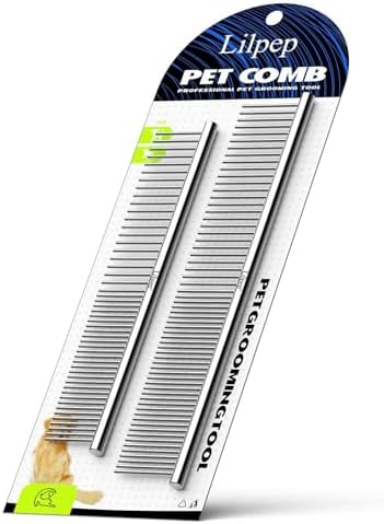 Lilpep 2PCS Stainless Steel Metal Dog Comb, For Removing Tangled Mats And Massaging Pet Combs, Professional Pet Grooming Tools by PetSupplies