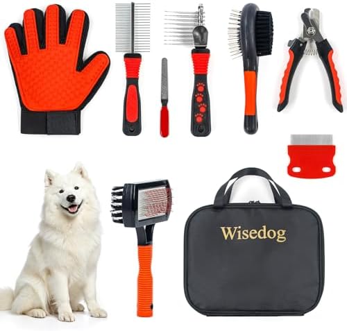 Wisedog Dog Grooming Kit, Reddish-black, 8PCS by WisedogPetSupplies