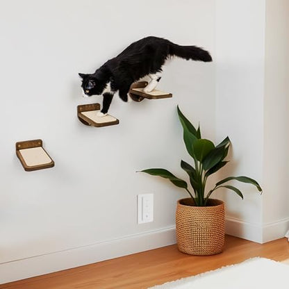 INICIO Cat Wall Steps - 3 Pack of Stairs for Cats to Climb - Brown - Image 5