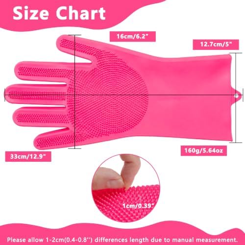 Pet Grooming Gloves—Dog Washing Gloves with High-Density Teeth, Dog Bath Scrubber with Enhanced Five Finger Design, Silicone Gloves for Dogs and Cats Bathing, Massage (Hot Pink) - Image 2