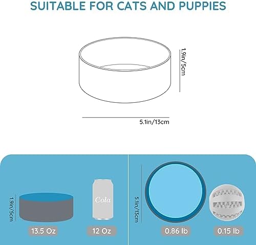 SPUNKYJUNKY 13.5OZ Ceramic Dog and Cat Bowl, Modern Cute Weighted Food Water Bowl for Replacement Blue-Grey (1 Pack) - Image 2