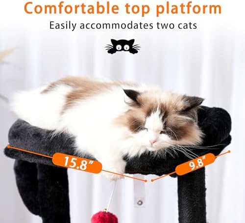 Heybly Cat Tree, 40" Tower with All-Sisal Wrapped Scratching Post HCT006SBR - Image 3