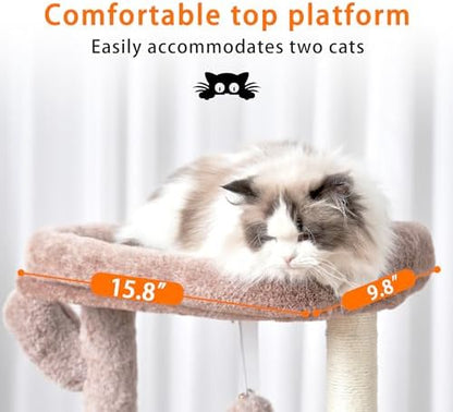 Heybly Cat Tree, 40" Tower with All-Sisal Wrapped Scratching Post HCT006SMU - Image 3