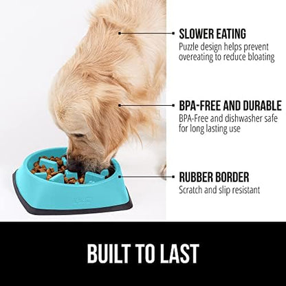 GORILLA GRIP® Patented Slow Feeder Dog Bowl, BPA Free, 1 Cup Turquoise - Image 2