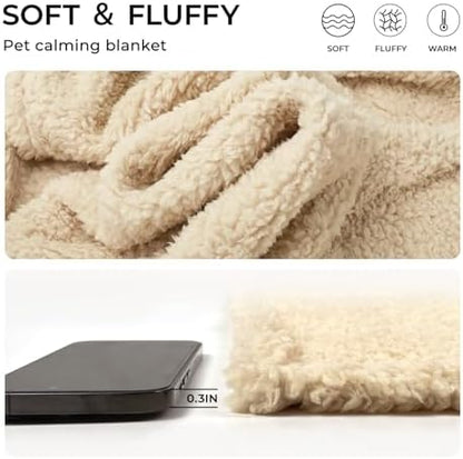 1 Pack 3 Calming Blankets Fluffy Premium Fleece Pet Blanket Soft Sherpa Throw for Dog Puppy Cat Beige Large (41" x31'') - Image 3