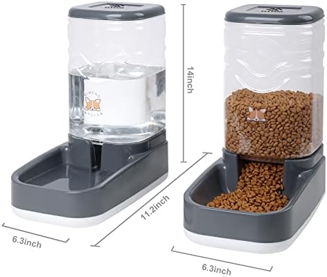 Elevon Automatic Cat Feeder, Gravity Food and Water Dispenser Bowl Set for Small Medium Dogs Animals, Pet Feeder Dispenser Storage Food, 3.8L Large Capacity, Gray - Image 2
