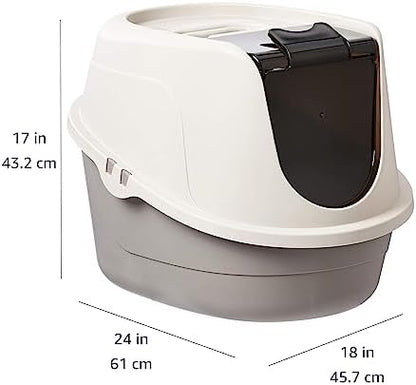 Amazon Basics No-Mess Hooded Enclosed Cat Litter Box with Odor Control and Swinging Door, Large, 24" x 18" x 17", Multicolor - Image 4