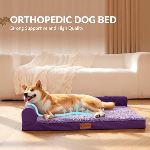 Patas Lague Orthopedic Large Dog Bed Washable Pet Sofa Bed 36''X24''Purple - Image 3