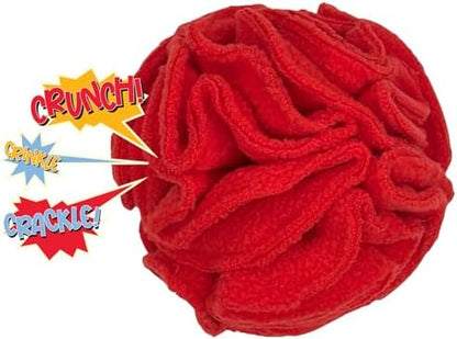 Glory To Dog Puppy/Small Breed Snuffle Dog Puzzle Ball Toy Red with Crinkle - Image 6