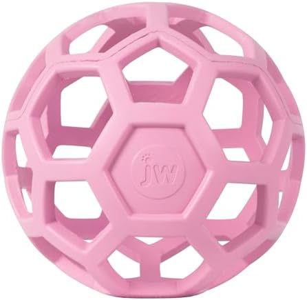JW Pet HOL-ee Roller Dog Puzzle Ball, Large 5.5in, Natural Rubber, Pink by JWPet