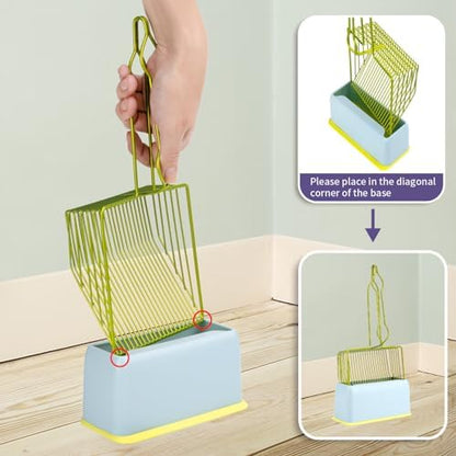 DHXYZZB Cat Litter Scoop with Holder, Metal Cat Litter Scoop Deep Shovel Kitty Poop Scooper Stand for Litter Box, Fast Sifting Non-Stick Cat Poop Sifting with Container to Store cat Scooper - Image 5