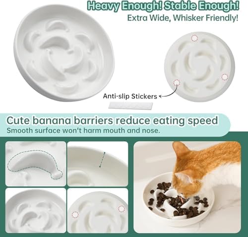 Ceramic Slow Feeder Cat Bowl, 6.3'' Wide Whisker Friendly Cat Puzzle Feeder - Image 4