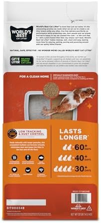 World's Best Cat Litter Low Tracking & Dust Control, Unscented, 32 lb Bag - Image 2