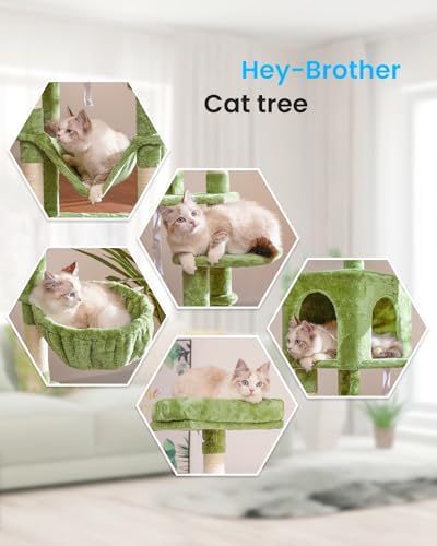 Hey-brother Cat Tree, Multi-Level Sisal Covered Scratching Posts, MPJ050GR - Image 4