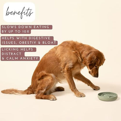 Slow Feeder Dog Bowl - Silicone Dog Bowl, Medium, 7.5" x 1.5" - Sage - Image 3