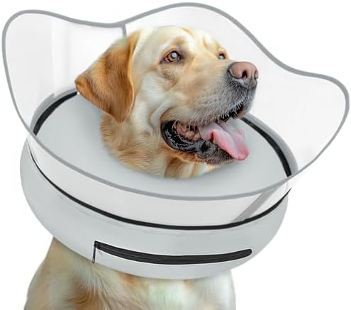 Elevated Inflatable Dog Cone Collar Alternative After Surgery, Dog Donut Collar, Soft Pet Cone to Stop Licking for Small Medium Large Dogs by Toptakeit