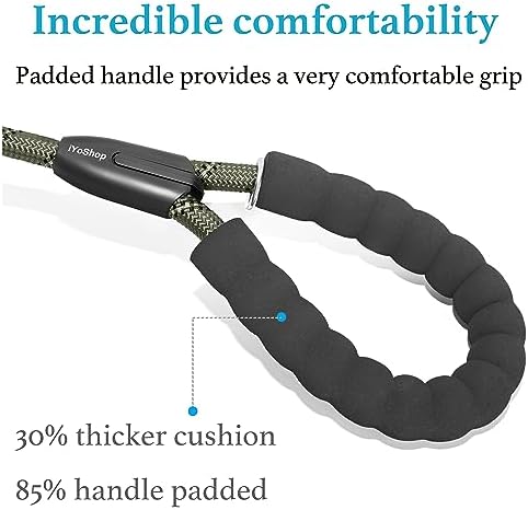 iYoShop Double Dog Leash, 360° Swivel, No Tangle, Large, Military Green - Image 4