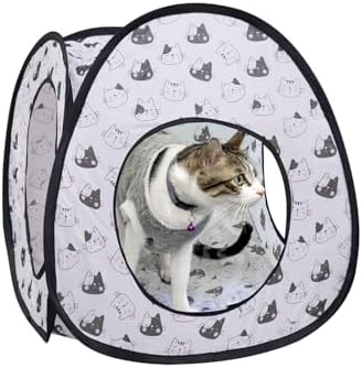 Andiker Cat Pop Up Tent, 3 Holes Safe and Strong Cute Cats Tunnel Collapsible Easy to Carry Cat House for Indoor Cats Kittens Hiding Playing Training Sleeping (Tent Black) - Image 5