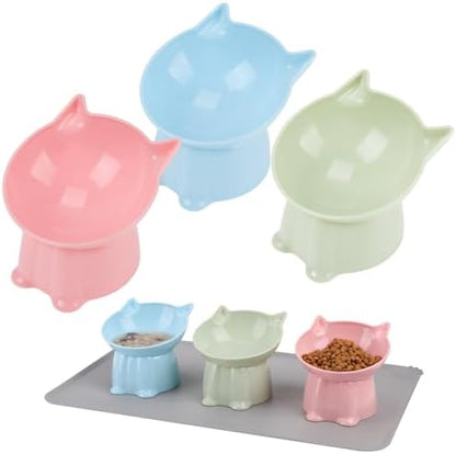 3 Pcs Raised Cat Bowl 15° Elevated Cat Food Bowl Tilted Cats Bowls,3 Colors by Hoemwarm