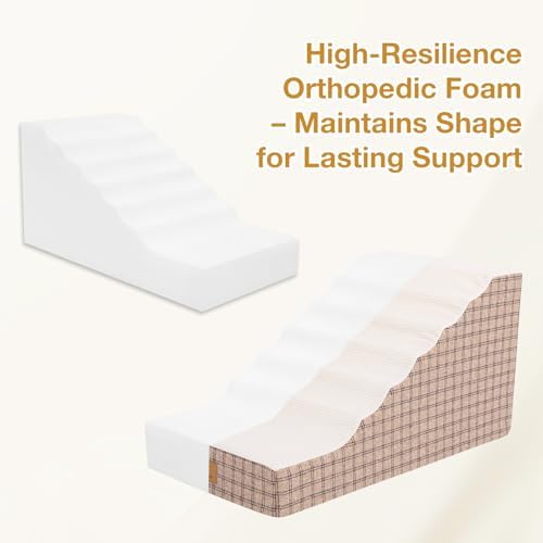 Pets Ramp for High Beds, Small Dogs & Senior Cats - Non-Slip Texture & Machine Washable Cover - Supportive Foam for Joint Comfort, Easy Climb for Couch, Sofa, Furniture (Tan) - Image 7