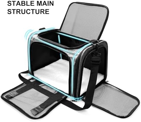 Pet Carrier for Small Dogs Cats, Up to 15Lbs, Airline Approved Collapsible Travel Puppy Carrier, 17x11x11 Inches, Grey - Image 5