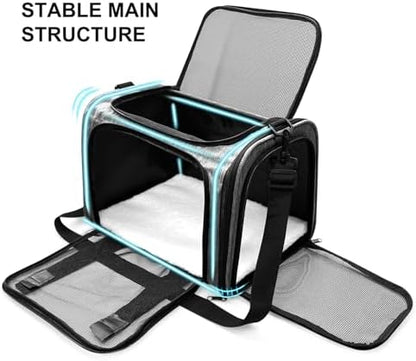 Pet Carrier for Small Dogs Cats, Up to 15Lbs, Airline Approved Collapsible Travel Puppy Carrier, 17x11x11 Inches, Grey - Image 5
