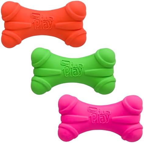 Hartz DuraPlay Bone Squeaky Latex Dog Toy for Medium Breeds, 3 Pack by Hartz