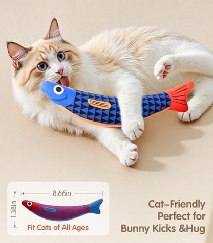 PetBusy Cat Toys with[5000mg A+Natural Catnip &Silvervine] [Baby Grade] Interactive Soft Chew Kicker Cat Toys for Indoor Cats & Kittens, [Crinkle &Bell] Fish Sound Toy, Drives Bored Cat Crazy with Fun - Image 4