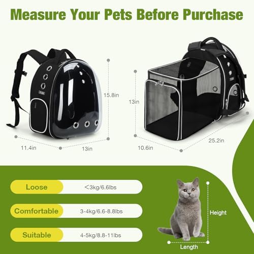 Lekereise Cat Backpack Carrier, Expandable Large Space Cat Bubble Backpack for Kitty Small Dog up to 18lbs, Transparent Pet Carrier for Travel, Hiking - Image 2