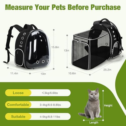 Lekereise Cat Backpack Carrier, Expandable Large Space Cat Bubble Backpack for Kitty Small Dog up to 18lbs, Transparent Pet Carrier for Travel, Hiking - Image 2