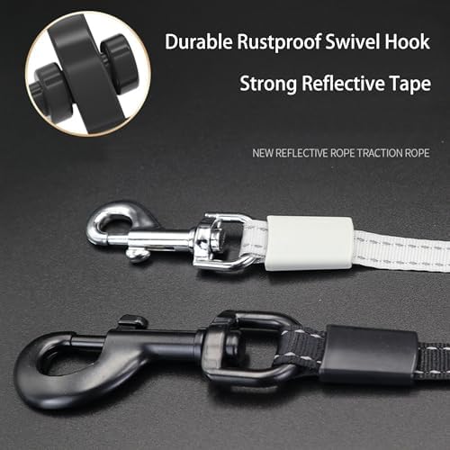 360° Tangle-Free Retractable Dog Leash, Heavy Duty Reflective Nylon Tape Lead 10 ft Long, up to 44lbs, One Touch Quick-Lock Braking System & Anti-Slip Handle (Black, Small) - Image 4