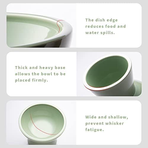CEEFU 2-Pack Elevated Ceramic Cat Bowls Extra Wide for Food & Water - Image 3