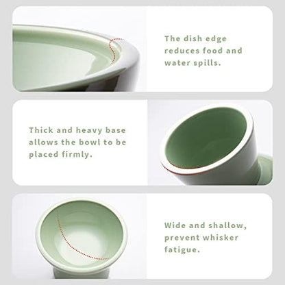 CEEFU 2-Pack Elevated Ceramic Cat Bowls Extra Wide for Food & Water - Image 3