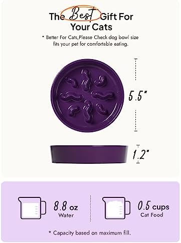 LE TAUCI PET Ceramic Slow Feeder Dog Bowls Small Breed, 0.5 Cups Dog Food Dish for Fast Eaters, Puzzle Bowl for Small Dogs and Cats, 5.5 Inch-Purple - Image 4