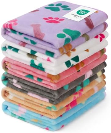 Luciphia 1 Pack 6 Dog Blankets Cat Soft Fluffy Fleece Pet Blanket Warm Cute Print Design Puppy Kitten Doggy Bone Medium(30"x20") by luciphia