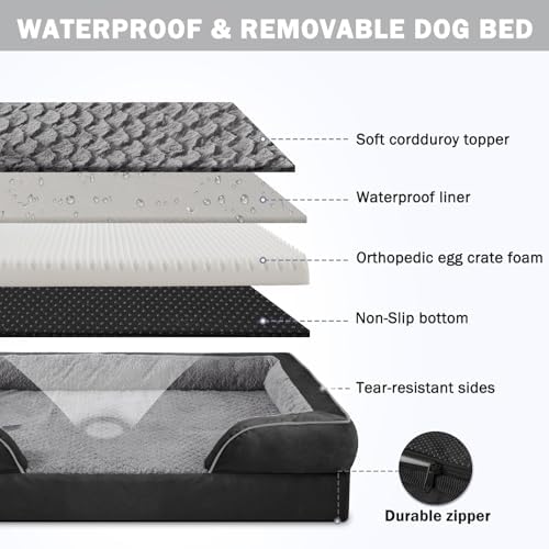 INVENHO Orthopedic Dog Bed for Large Dogs, Washable Waterproof, Egg-Crate Foam Dog Couch Bed with Washable Removable Cover, Waterproof Lining and Nonskid Bottom - Image 4