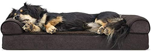 FurHaven Soft, Orthopedic Foam Sofa Dog Bed with Washable & Removable Cover - Sherpa/Chenille - Coffee, Dogs Up to 35 lbs - Medium by FurHaven