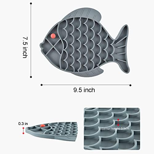 Slow Feeder Cat Bowls, 2 Pack Fish-Shaped Silicone Puzzle Feeders for Healthy Eating & Anxiety Relief - Lick Treat Mat for Dogs & Cats (Blue+Grey) - Image 6