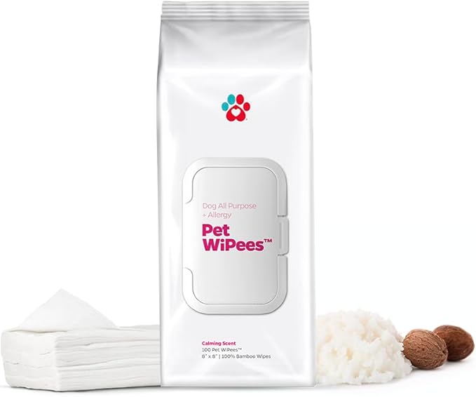 Dog All Purpose + Allergy Pet WiPees™ – 100 Allergy Wipes for Dogs, All Natural Dog Wipes for Paws, Folds & Hot Spots, Daily Pet Wipes for Allergy Relief & Skin Health (Calming, 100ct)