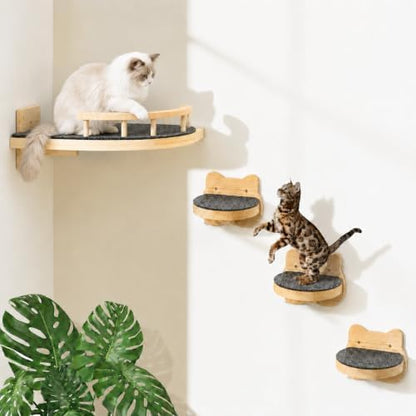 LSCQYYCC- Cat Wall Shelves, Cat Shelf with 3Wide Perch Steps, Modern Floating Cats Stairs for Indoor Sleeping, Playing, Climbing by Unknown