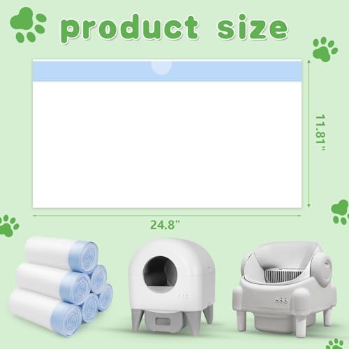 120 Count Cat Litter Box Liners for Self Cleaning Litter Box, Extra Thick Heavy Duty Cat Litter Bags Replacement, 24.8" x 11.8" 3-4 Gallons of Capacity, Blue - Image 2