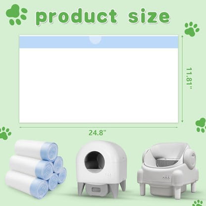 120 Count Cat Litter Box Liners for Self Cleaning Litter Box, Extra Thick Heavy Duty Cat Litter Bags Replacement, 24.8" x 11.8" 3-4 Gallons of Capacity, Blue - Image 2