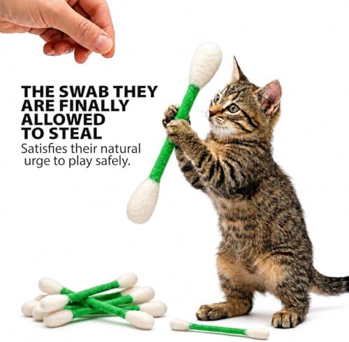 Glaciart One Swabs Cat Toys with Catnip - 6 Pk | Durable for Chew, Cute Cat Toys Interactive Kitty for Boredom, Exercise, & Play | Filled w/Organic Catnip for Anxiety & as Digestive Aid | Gift Idea - Image 3